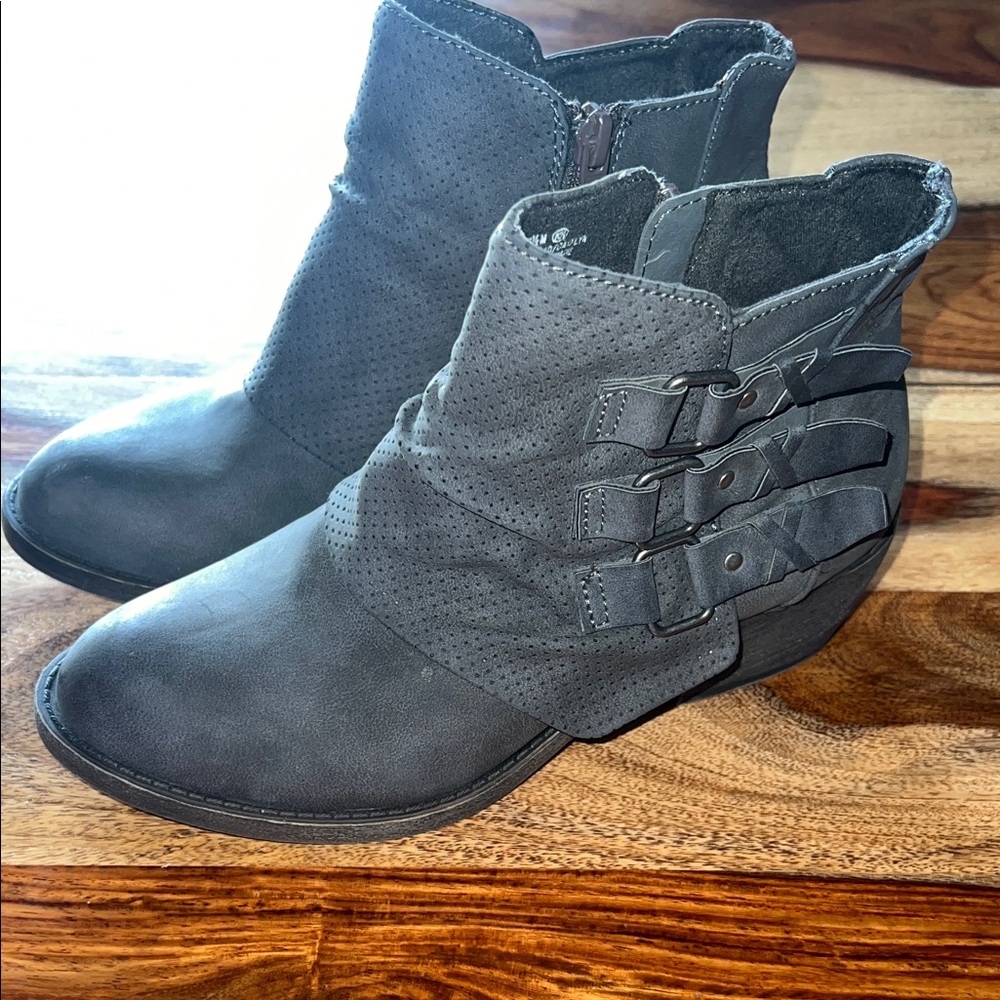 Maurices Charcoal Ankle Booties with Buckle Detail